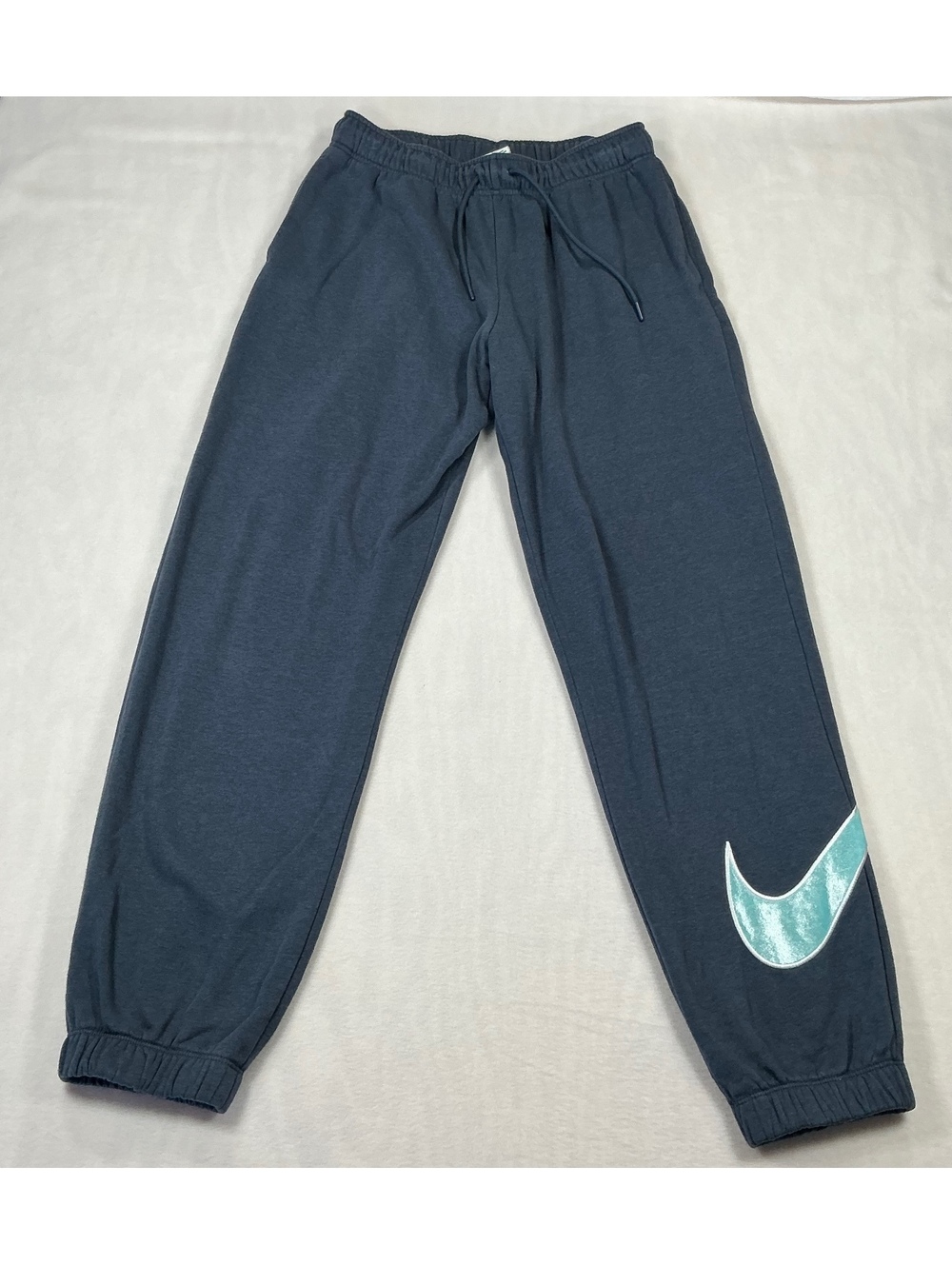 Nike Blue Velvet Swoosh Sweatpants Size S